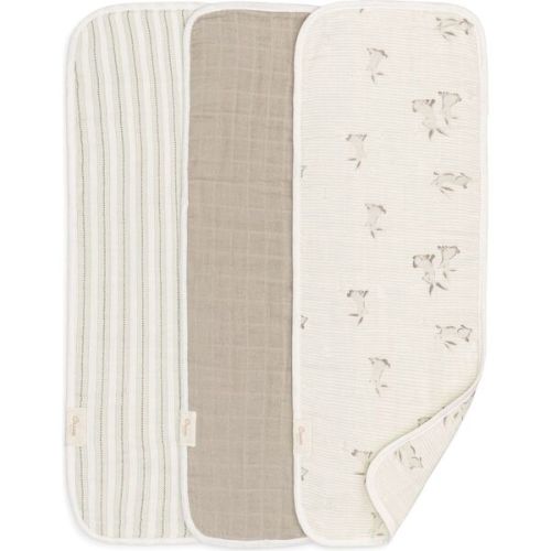 Organic Cotton 3-Piece Bunny Burp Cloth Set, White