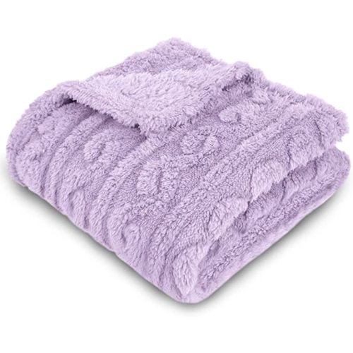 HOMRITAR Baby Blanket for Girls Toddlers 3D Fleece Fluffy Fuzzy Blanket for Baby, Soft Warm Cozy Fleece Blanket, Infant or Newborn Receiving Blanket 330GSM (30 x 40 Inch, Purple)