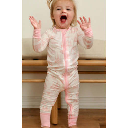 Zipper Baby Pajamas | Super Soft Viscose Bamboo | Pink Toille Print | Free Shipping – Southern Slumber