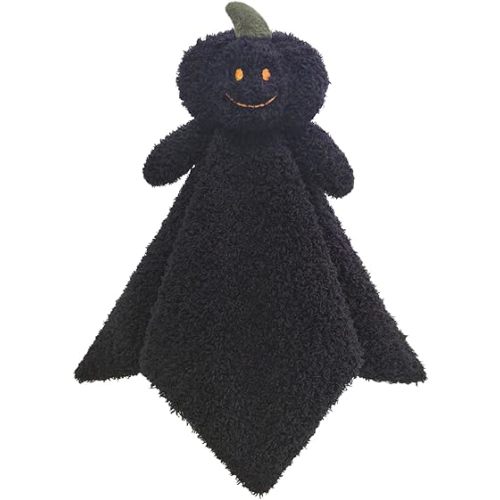 Baby Black Pumpkin Soft Stuffed Animal Security Blanket, Plush Pumpkin Character Lovey Blanket, Baby Shower/Nursery Gift, Newborn Infant Toddler Snuggle Blankie for Boys Girls, 14 Inches