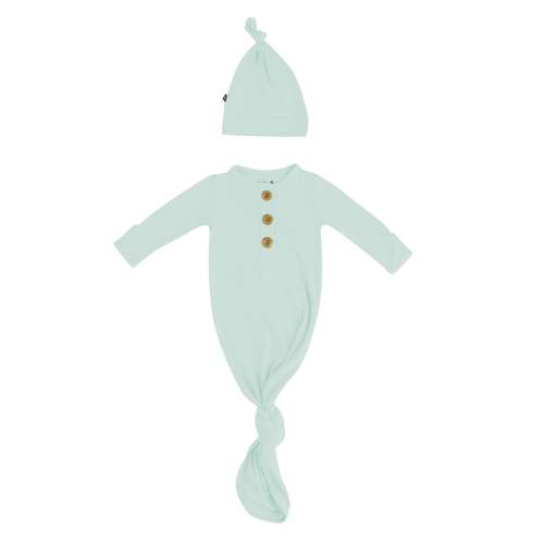 Knotted Gown with Hat Set in Sage | Kyte Baby