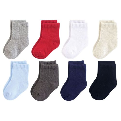 Luvable Friends Baby Boy Fun Essential Socks, Blue Red, 0-6 Months