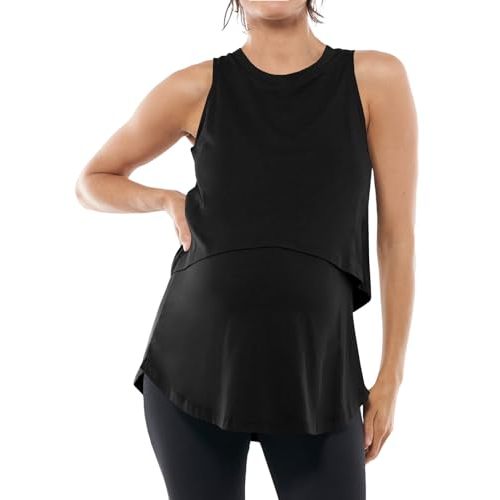 Tankaneo Womens Summer Maternity Nursing Tank Tops Sleeveless Double Layer Breastfeeding Shirt Pregnancy Clothes