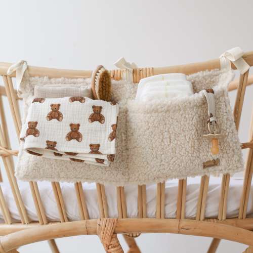 Baby crib organizer - Teddy - 2 colors baby bed bag, baby diaper organizer