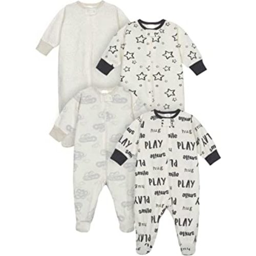 Onesies Brand unisex-baby 4-pack Sleep 'N Play Footies Multi Pack