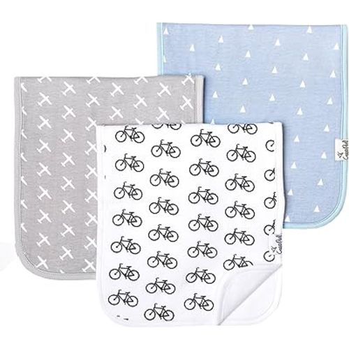 Copper Pearl Premium Baby Burp Cloths - 3-Pack Large Cotton Burp Cloths, Extra Soft Spit Up Rags with 3 Absorbent Layers, Perfect for Baby Boy and Baby Girl Gifts (21" x 10" Size, Cruise Set)