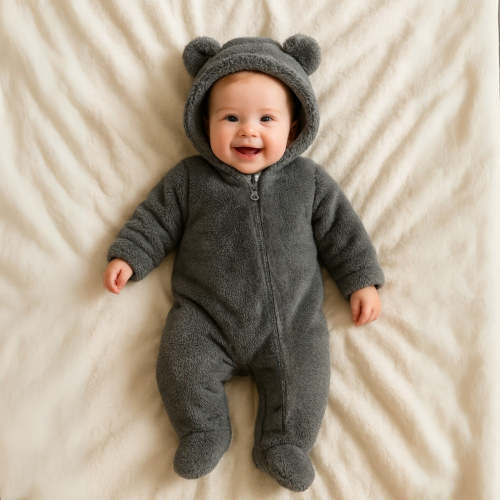 Warm Bear Hood Baby Overall Snowsuit