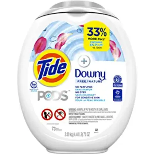 Tide Pods +downy Free, Liquid Laundry Detergent Pacs, 73 Count