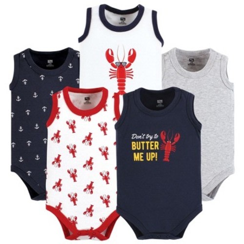 Hudson Baby Infant Boy Cotton Sleeveless Bodysuits, Butter Me Up Lobster, 0-3 Months