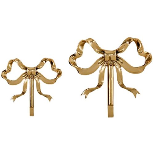 Home Decorative Hook Bow-Knot Brass Hook Wall Hooks for Hanging Hook for Coat Hat Towel Multi-Purpose Hooks (Color : Gold, Size : Pack of 2)