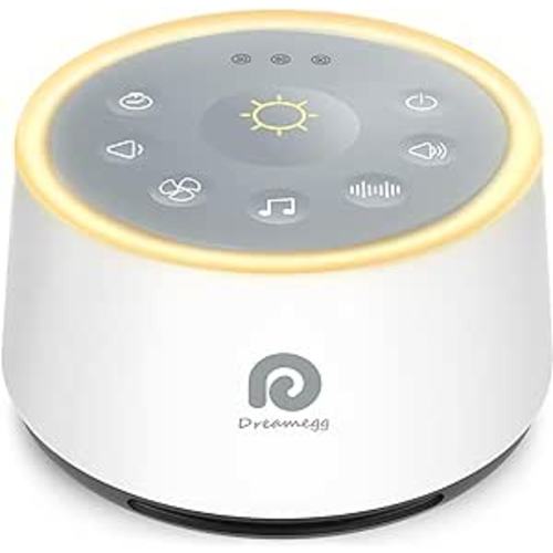 Dreamegg White Noise Machine-Sound Machine for Sleeping&Relaxing,24 Soothing Sounds, 3 Auto-off Timer,Soothing Night Light,Noise Machine for Baby/Kid/Adults/Office, USB or DC Powered - Classic White