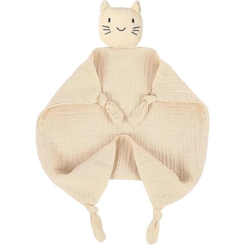 Muslin Baby Loveys Organic Cotton Cat Security Blankets for Babies Soft Breathable Organic Cotton Animals Baby Snuggle for Newborn Boys Girls Unique Neutral Christmas