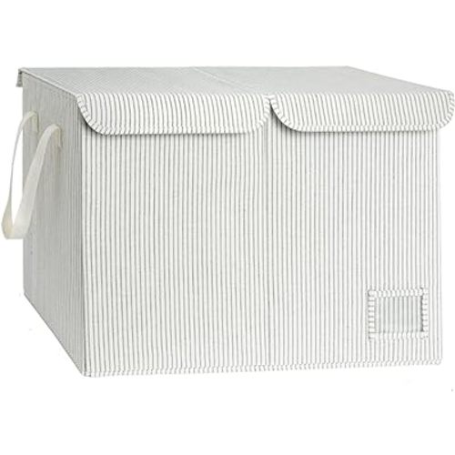 StorageWorks Toy Storage Organizer with Flip-Top Lids, Large Toy Chest for Living Room, Nursery Room, Playroom, Large Toy Bins for Toddlers, Gray and White Stripes, 24 ¾"L x 13" W x 16" H