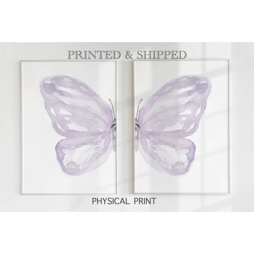 Watercolor Butterfly Wall Art Set of 2 Prints, Nursery Decor Girl, Bedroom Wall Art, Pink Butterfly, Butterfly Ornament, High Quality Print