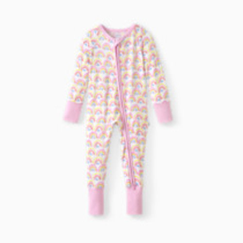 Little Sleepies Zippy Footie - Pastel Rainbows, 3-6 M