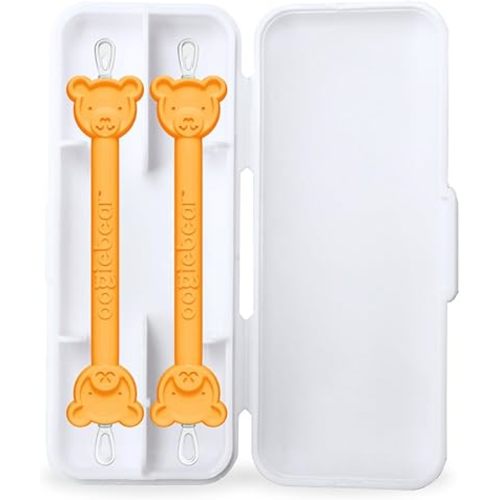 oogiebear: Baby Nose Cleaner & Ear Wax Removal Tool - Safe Booger & Earwax Removal for Newborns, Infants, Toddlers - Dual-Ended - Essential Baby Stuff, Diaper Bag, 2-Pack Orange with case