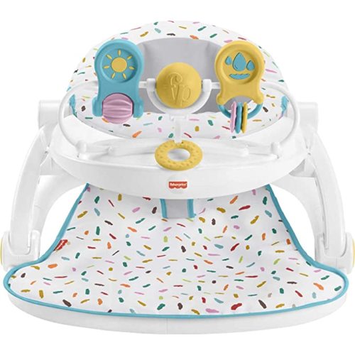Amazon.com : Fisher-Price Portable Infant Chair Deluxe Sit-Me-Up Floor Seat With Snack Tray & Developmental Toys, Rainbow Sprinkles [Amazon Exclusive] : Baby