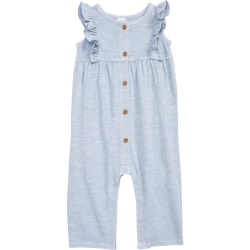 Baby Ruffle Romper, 3M, Blue Feather