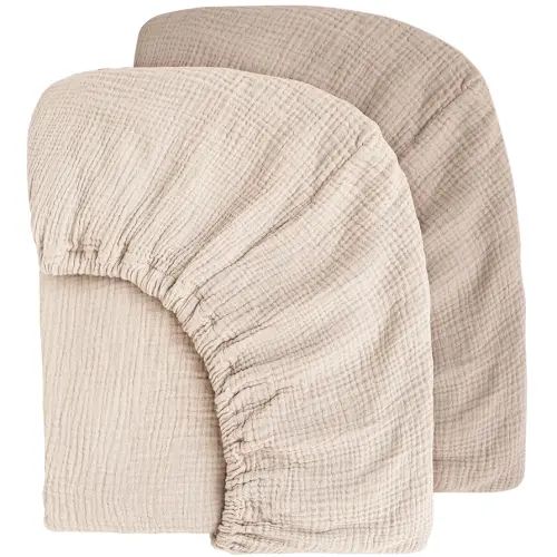 Muslin Crib Sheets for Baby Girls and Boys, Neutral Fitted Baby Bed Sheets for Standard Crib & Toddler Mattress - Soft and Breathable - 52"x28" (Ash & Ivory)