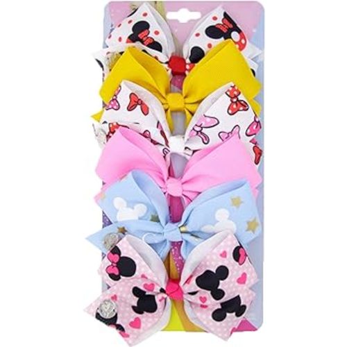 6Pcs Siwa Hair Bows for Girls LAXMTT 5 Inches Unicorn Grosgrain Ribbon Hair Barrettes Accessories deal Gift for Toddler Girls' Birthday Children's day, Halloween, Thanksgiving, Christmas.