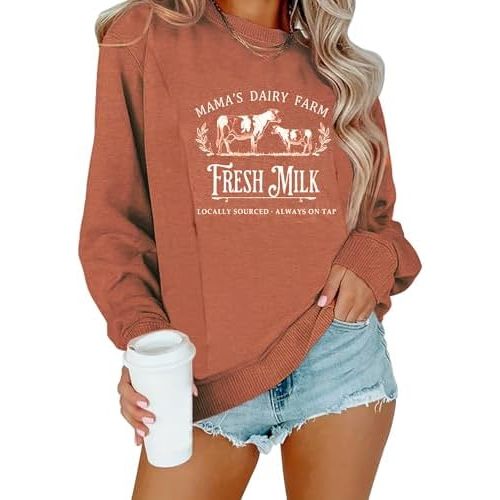 Women Nursing Sweatshirts for Breastfeeding Zip Nursing Friendly Maternity Sweater Mama's Daily Farm Fresh Milk Pullover Tops