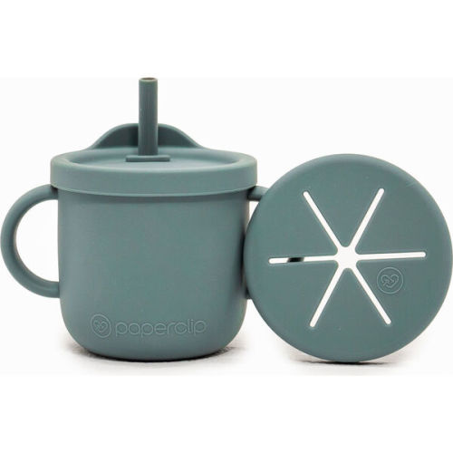 Silicone Sippy & Snack Cup With Lid, Cactus Green - Paperclip | Maisonette