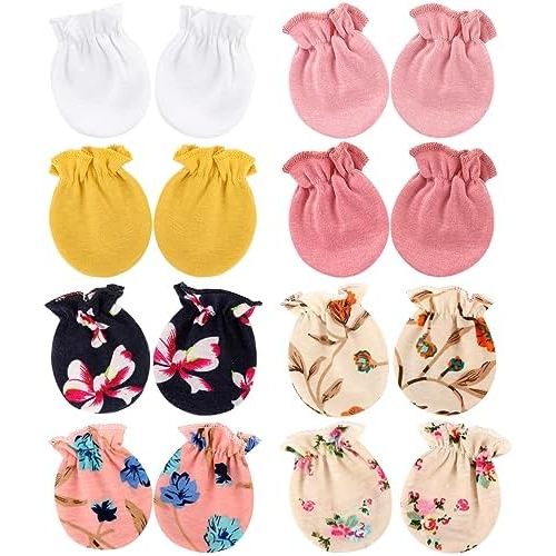 Newborn Baby Mittens No Scratch Cotton Elastic Wrist Gloves Infant Toddler Mittens for Baby Boy Girl 0-6 Months