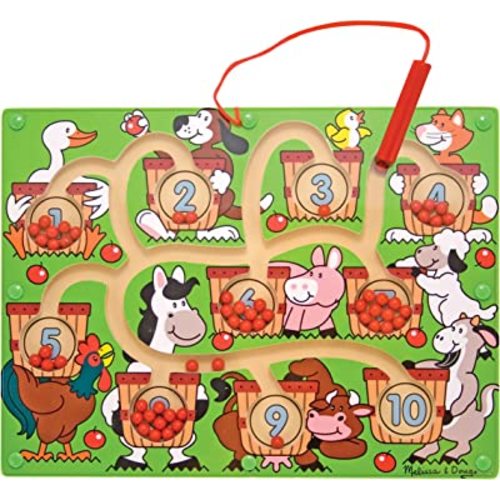 Melissa & Doug Magnetic Wand Number Maze - Wooden Puzzle Activity Learning Toys, Travel Activities for Kids, Magnetic Maze for Toddlers and Kids Ages 3+
