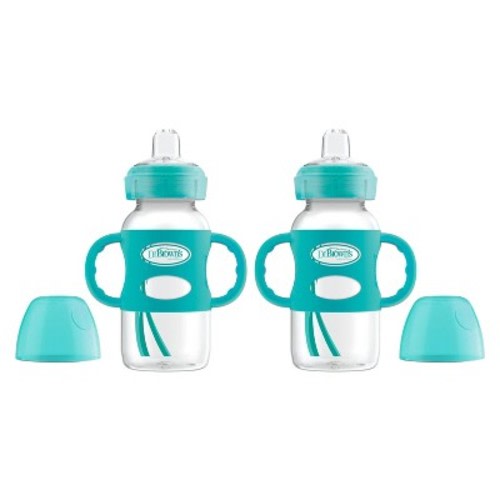 Dr. Brown's Wide-Neck Sippy Bottle with Handles - 2pk, Color: Turquoise
