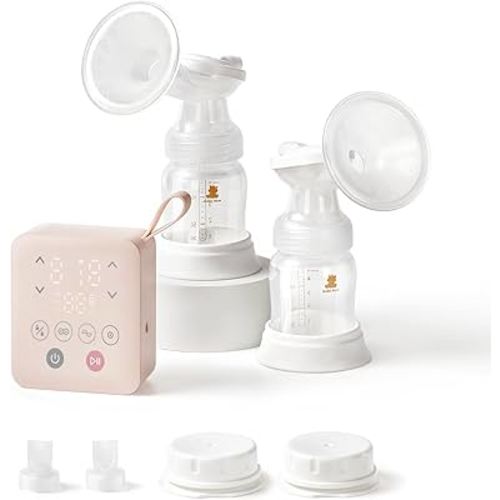 Snow Bear Electric Breast Pump, 4 Pumping Modes & 9 Intensity Levels, Portable Split-Tube Design for Double/Single Use 2500mAh Battery, Fast Charging, Quiet & Easy to Clean