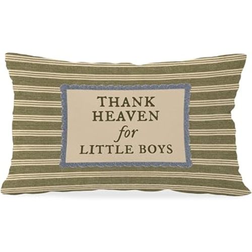 ROYAL NOVA Vintage Green Striped Boy Nursery Kids Room 12x20 Pillow Cover