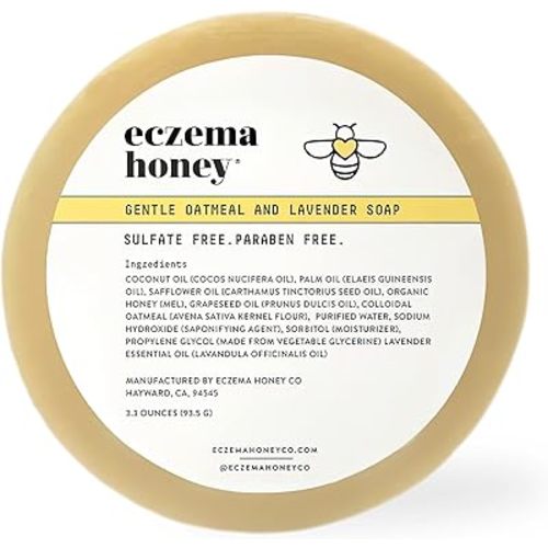 ECZEMA HONEY Gentle Oatmeal and Lavender Soap - Natural Eczema Body Wash - Daily Gentle Soap for Dry, Itchy, Sensitive, & Irritable Skin (3.3 Oz)
