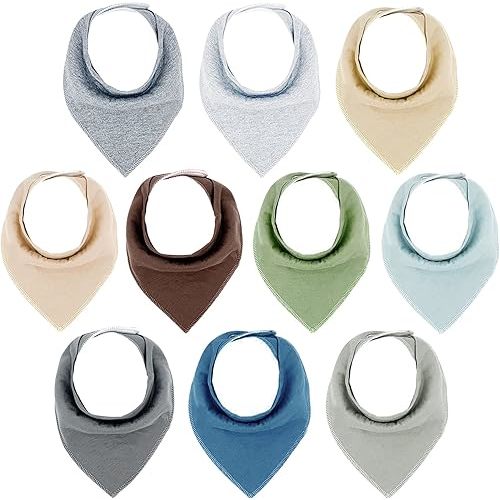 Cherub Baby Bandana Drool Bibs for Baby Boy, 10 Pack Organic Cotton Bibs for Boys, Absorbent Baby Bibs for Drooling and Teething 0-36 Months