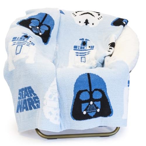 Jay Franco Star Wars Feather Knit Fluffy Throw Blanket - Darth Vader and R2D2 Fuzzy Blanket Measures 50 x 60 inch - Super Soft Lightweight Bedding