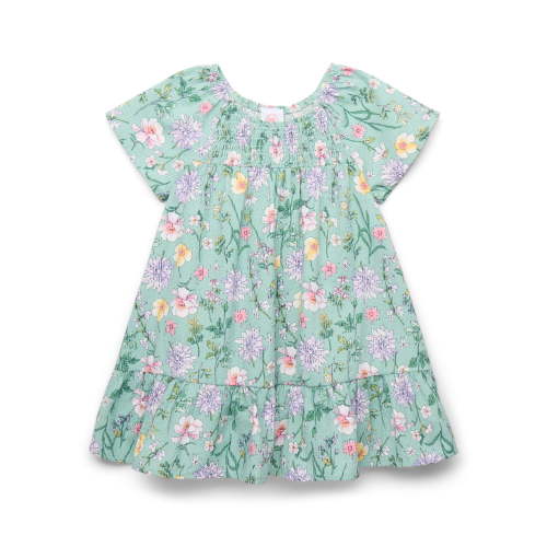 Wonder Nation Toddler Girls' Cotton Ruffle Floral Dress with Short Sleeves, Sizes 12M-5T