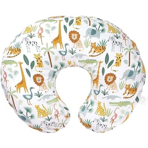 Boppy Original Nursing Pillow, Colorful Wildlife, Ergonomic Nursing Essentials for Bottle and Breastfeeding, Firm Fiber Fill, with Removable Pillow Cover, Machine Washable