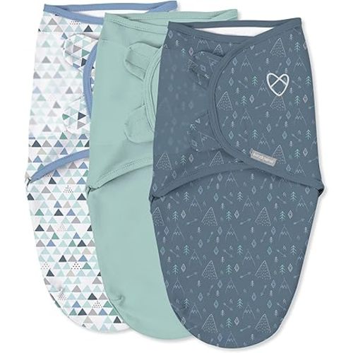 SwaddleMe by Ingenuity Original Swaddle with Easy-Change, 100% Cotton, Improves Sleep & Calms Startle Reflex, 3-6 Months, 3-Pack - Mountaineer