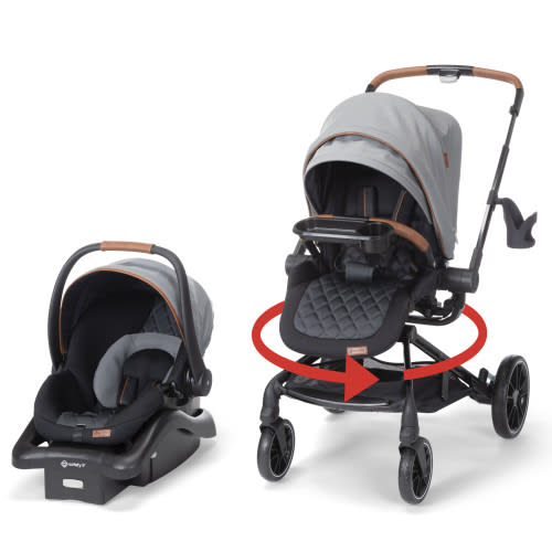 Monbebe 360 Rotating Modular Travel System Stroller with Rear-Facing Infant Car Seat, Brilliant, Infant & Toddler, Unisex