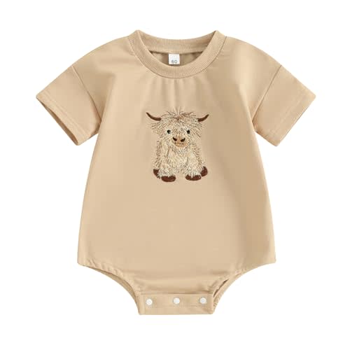 Kayotuas Baby Boys Girls Farm Animal Outfit Summer Clothes Cow and Chicken T Shirt Romper Newborn Country Western Onesie Tops