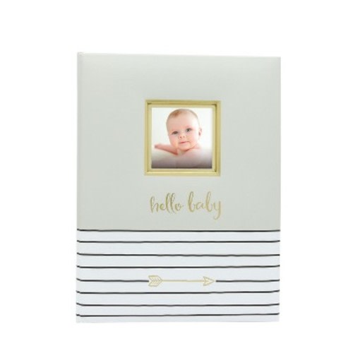 Pearhead Hello Baby, Baby Memory Book - Gray