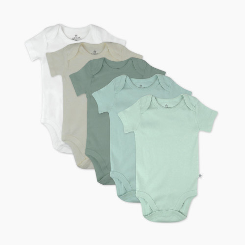 Honest Baby Clothing 5-Pack Organic Cotton Short Sleeve Bodysuits - Sage Ombre, 0-3 M, 5