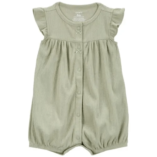 Baby Cotton Rib Short-Sleeve Romper - Green - Carter's | Carter's