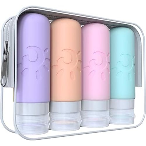 Zafit Travel Bottles for Toiletries, TSA Approved Travel Containers 3oz Leak Proof Travel Tubs Refillable Liquid Travel Accessories for Shampoo Conditioner Lotion Body Wash(Multicolored C)