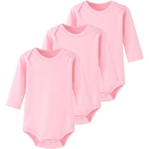 Enfants Chéris Baby Long Sleeve Bodysuit Newborn-24 Months 100% Cotton Pack of 3