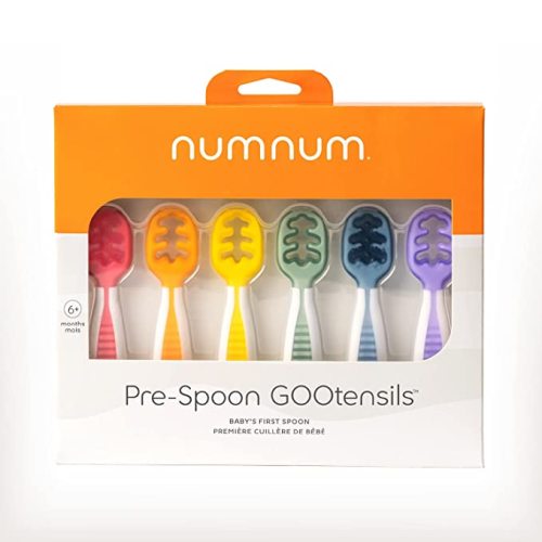  NumNum GOOtensil Pre-Spoons, Baby Spoon Set (Stage 1 + Stage  2), BPA Free Silicone Self Feeding Toddler Utensils