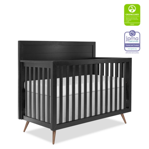Evolur Stilnovo Mid Century 4-In-1 Convertible Crib in Onyx Black