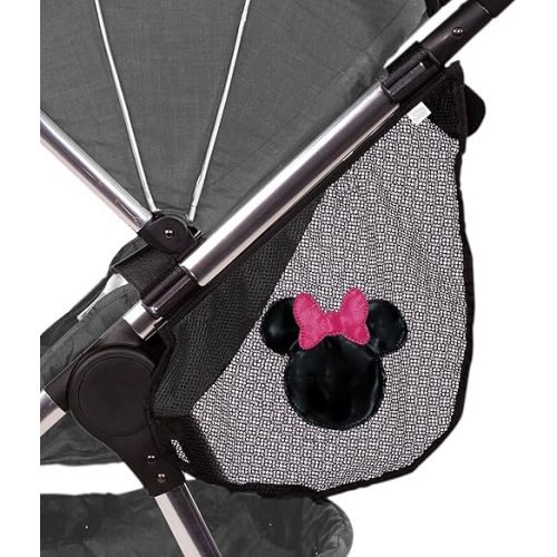 J.L. Childress Disney Baby Side Sling Stroller Cargo Net - Stroller Organizer Attachment for Storage, Mesh Bag for Baby Accessories, Universal Fit - Minnie Mouse