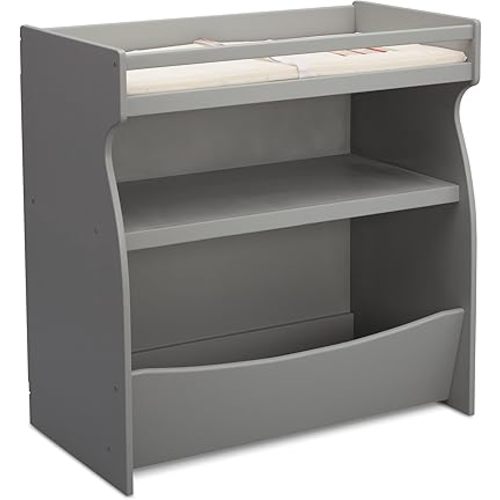 Delta Children 2-in-1 Changing Table and Storage Unit with Changing Pad, Grey