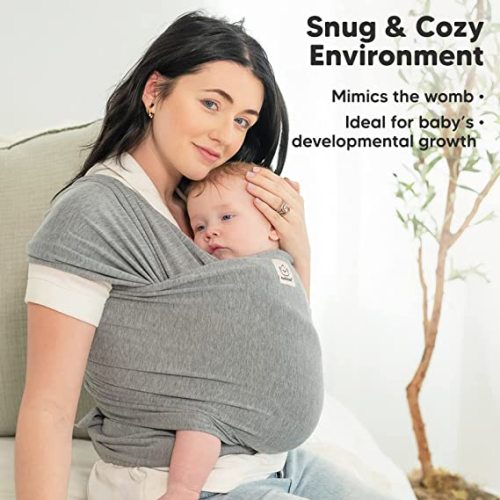 KeaBabies Baby Wrap Carrier - All in 1 Original Breathable Baby Sling, Lightweight,Hands Free Baby Carrier Sling, Baby Carrier Wrap, Baby Carriers for Newborn, Infant,Baby Wraps Carrier (Classic Gray) - One Size (Pack of 1)