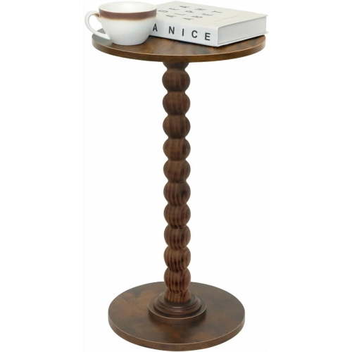 Simenmax Round Side Table, 11.8” Small Drink Table for Small Spaces, Modern Accent End Table Nightstand for Living Room, Bedroom, Office, Brown